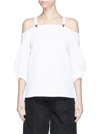 Main View - Click To Enlarge - TIBI - Off-shoulder drape twill suspender top