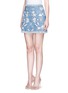 Front View - Click To Enlarge - ALICE & OLIVIA - 'Riley' floral embroidered chambray A-line skirt