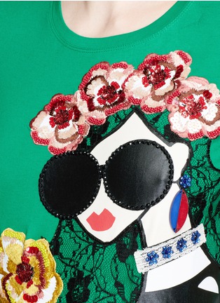 Detail View - Click To Enlarge - ALICE & OLIVIA - Stace lace floral embellished cotton T-shirt