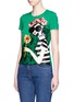 Front View - Click To Enlarge - ALICE & OLIVIA - Stace lace floral embellished cotton T-shirt