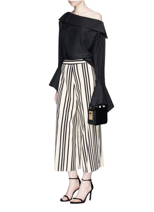 Figure View - Click To Enlarge - ALICE & OLIVIA - 'Sherice' stripe cropped high waist pants