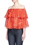 Front View - Click To Enlarge - ALICE & OLIVIA - 'Meagan' floral off-shoulder layered top
