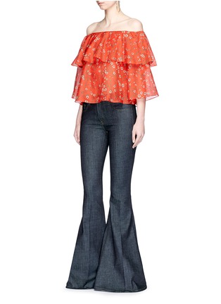 Figure View - Click To Enlarge - ALICE & OLIVIA - 'Meagan' floral off-shoulder layered top