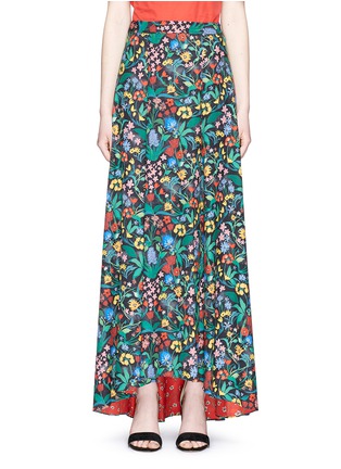 Main View - Click To Enlarge - ALICE & OLIVIA - 'Athena' floral print high low maxi skirt