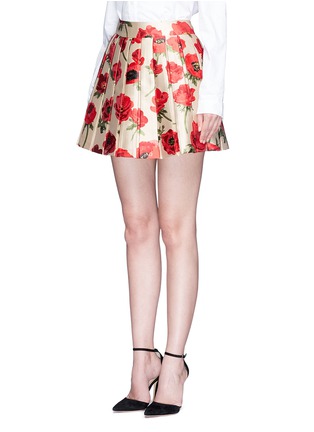 Front View - Click To Enlarge - ALICE & OLIVIA - 'Fizer' box pleated floral jacquard skirt