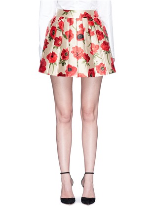 Main View - Click To Enlarge - ALICE & OLIVIA - 'Fizer' box pleated floral jacquard skirt