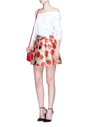 Figure View - Click To Enlarge - ALICE & OLIVIA - 'Fizer' box pleated floral jacquard skirt