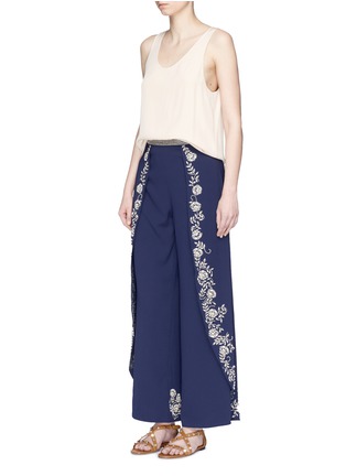 Figure View - Click To Enlarge - ALICE & OLIVIA - 'Larissa' faux pearl floral wide leg pants
