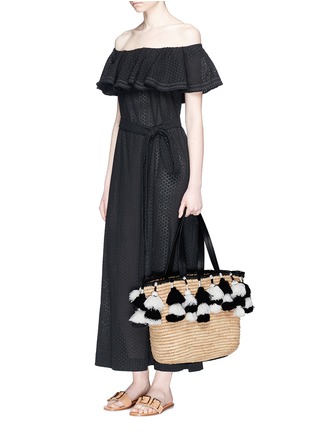 Figure View - Click To Enlarge - ALICE & OLIVIA - 'Sally' pompom straw tote