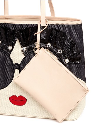  - ALICE & OLIVIA - 'Stace Face' embellished straw tote