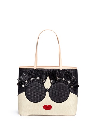 Main View - Click To Enlarge - ALICE & OLIVIA - 'Stace Face' embellished straw tote