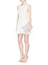 Figure View - Click To Enlarge - ALICE & OLIVIA - 'Ommi' textured leaf motif sateen A-line dress