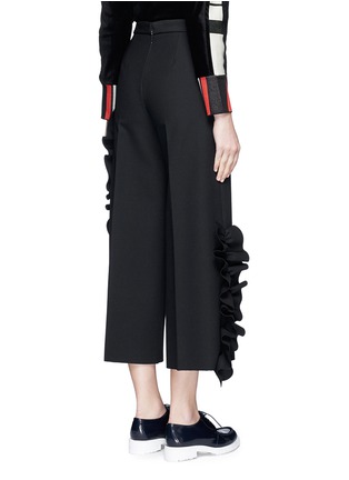 Back View - Click To Enlarge - MSGM - Asymmetic ruffle trim cropped wide leg pants