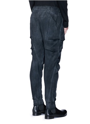 Back View - Click To Enlarge - DEVOA - Leather trim ruched wool pants