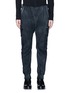 Main View - Click To Enlarge - DEVOA - Leather trim ruched wool pants