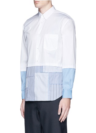 Front View - Click To Enlarge - COMME DES GARÇONS SHIRT - Colourblock stripe patchwork poplin shirt