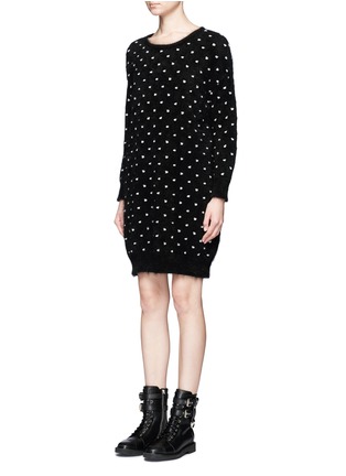 Front View - Click To Enlarge - GIAMBA - Dot embroidered angora wool blend knit dress