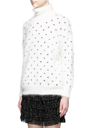 Front View - Click To Enlarge - GIAMBA - Dot embroidered angora wool blend turtleneck sweater