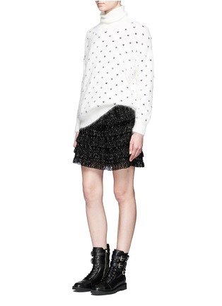 Figure View - Click To Enlarge - GIAMBA - Dot embroidered angora wool blend turtleneck sweater