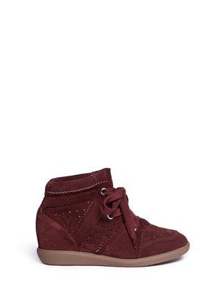 Main View - Click To Enlarge - ISABEL MARANT ÉTOILE - 'Bobby' perforated suede concealed wedge sneakers