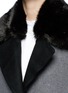 Detail View - Click To Enlarge - CYNTHIA & XIAO - Check ribbon wool-cashmere faux fur coat