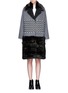 Main View - Click To Enlarge - CYNTHIA & XIAO - Check ribbon wool-cashmere faux fur coat