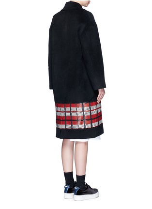 Back View - Click To Enlarge - CYNTHIA & XIAO - Textured tartan felted wool-cashmere coat