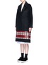 Front View - Click To Enlarge - CYNTHIA & XIAO - Textured tartan felted wool-cashmere coat