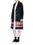 Figure View - Click To Enlarge - CYNTHIA & XIAO - Textured tartan felted wool-cashmere coat