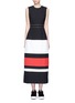 Main View - Click To Enlarge - CYNTHIA & XIAO - Contrast stripe split back maxi dress