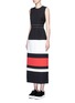 Figure View - Click To Enlarge - CYNTHIA & XIAO - Contrast stripe split back maxi dress