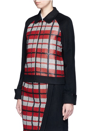 Front View - Click To Enlarge - CYNTHIA & XIAO - Textured tartan felted wool-cashmere jacket
