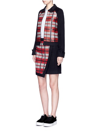 Figure View - Click To Enlarge - CYNTHIA & XIAO - Textured tartan felted wool-cashmere jacket
