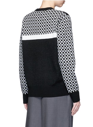 Back View - Click To Enlarge - CYNTHIA & XIAO - Check colourblock Merino wool sweater