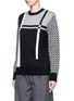 Front View - Click To Enlarge - CYNTHIA & XIAO - Check colourblock Merino wool sweater