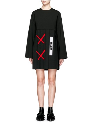 Main View - Click To Enlarge - MSGM - Cross patch pleated dress