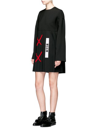 Figure View - Click To Enlarge - MSGM - Cross patch pleated dress