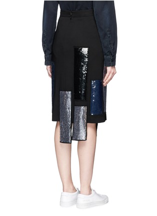 Back View - Click To Enlarge - MSGM - Sequin stripe appliqué crepe skirt