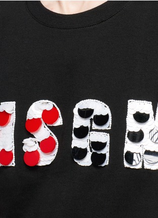 Detail View - Click To Enlarge - MSGM - Sequin logo cotton T-shirt