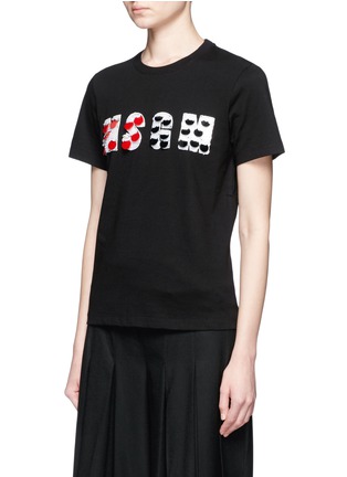 Front View - Click To Enlarge - MSGM - Sequin logo cotton T-shirt