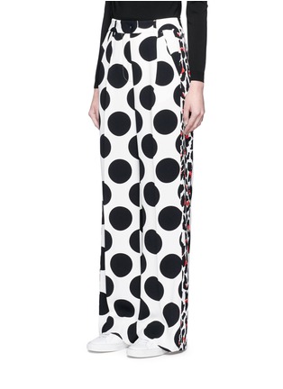 Front View - Click To Enlarge - MSGM - Leopard stripe polka dot print crepe pants