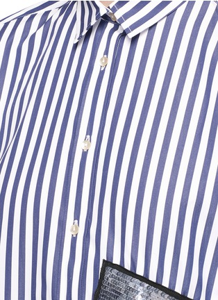 Detail View - Click To Enlarge - MSGM - Stripe sequin patch poplin shirt