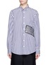 Main View - Click To Enlarge - MSGM - Stripe sequin patch poplin shirt