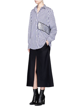 Figure View - Click To Enlarge - MSGM - Stripe sequin patch poplin shirt