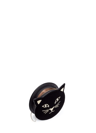 Detail View - Click To Enlarge - CHARLOTTE OLYMPIA - 'Pussycat Purse' velvet crossbody bag