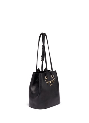Front View - Click To Enlarge - CHARLOTTE OLYMPIA - 'Feline' catface calfskin leather bucket bag