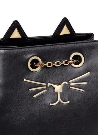 Detail View - Click To Enlarge - CHARLOTTE OLYMPIA - 'Feline' cat face chain calfskin leather backpack