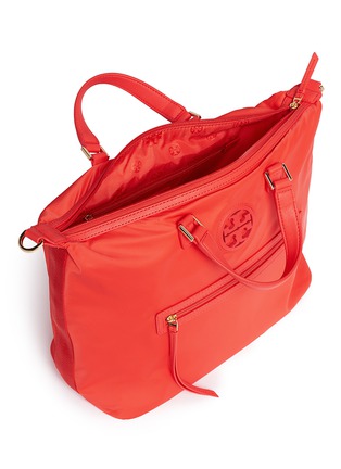 Detail View - Click To Enlarge - TORY BURCH - Leather trim logo nylon satchel