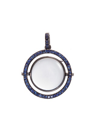 Main View - Click To Enlarge - LOQUET LONDON - 18k black gold sapphire revolving round locket – 22mm