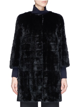 Main View - Click To Enlarge - YVES SALOMON - Suede stripe mink fur coat